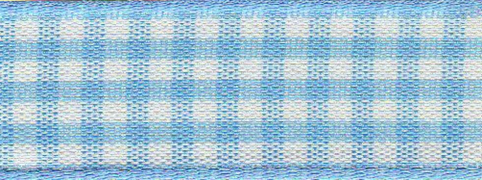 Berisfords Gingham Ribbon (Value Roll) 3 Sky