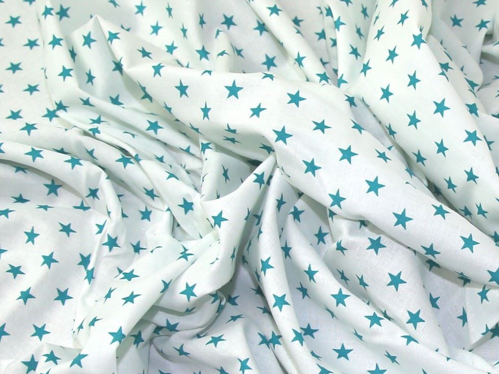 John Louden Teal On White 100% Cotton Fabric
