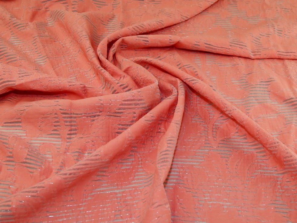 Coral Deadstock Textured Woven Jacquard Fabric