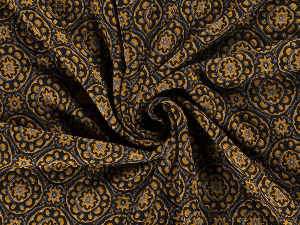 Jacquard Textured Stretch Knit Fabric Ochre
 