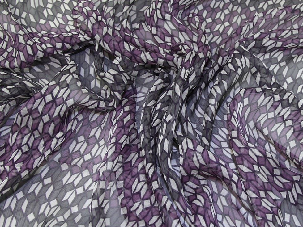 Mauve Deadstock Silk Crinkle Sheer Chiffon Fabric