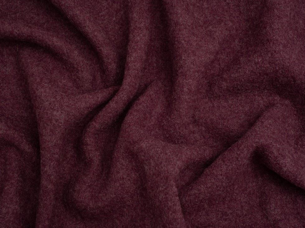 Minerva Core Range 100% Pure Boiled Wool Coating Fabric Melange Bordeaux
 