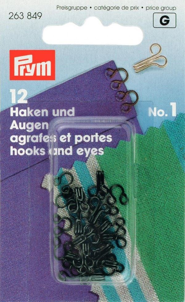 Prym Black Hook & Eye Fasteners