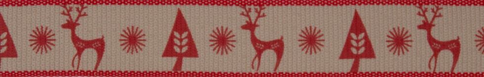 Berisfords Scandichic Deer Ribbon Red