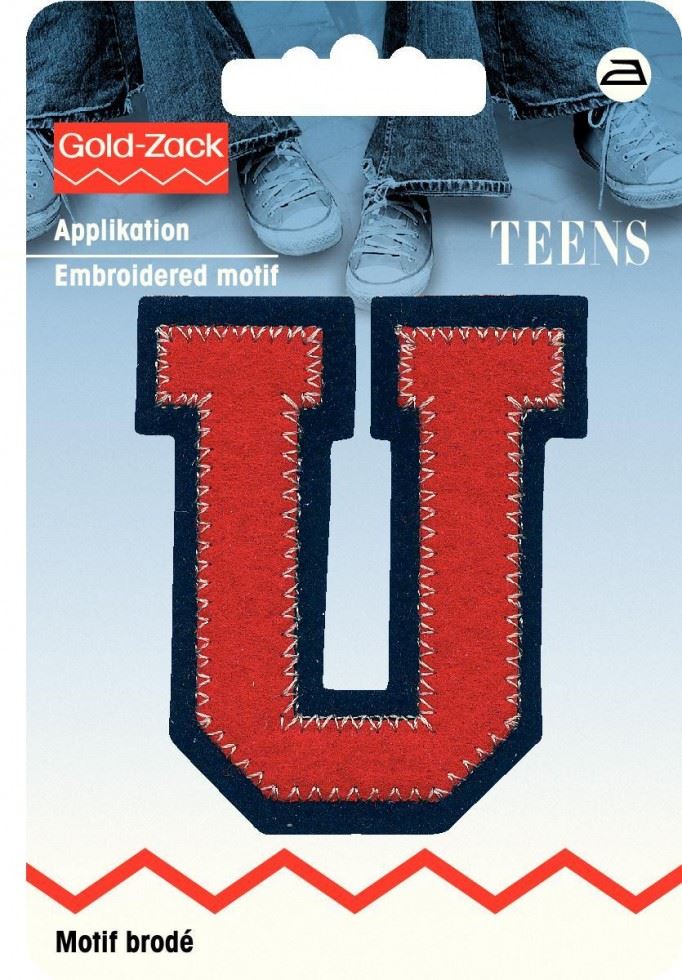 Prym Alphabet Letter Patch Motif Red & Navy Blue - Letter U
 