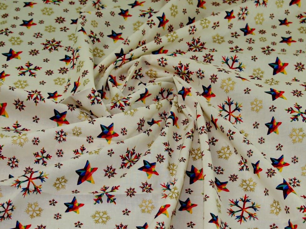 Deadstock Metallic 100% Cotton Fabric Cream
 