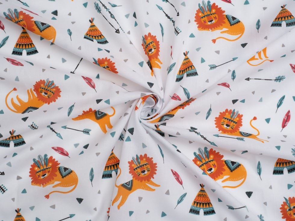 White Printed Polycotton Fabric