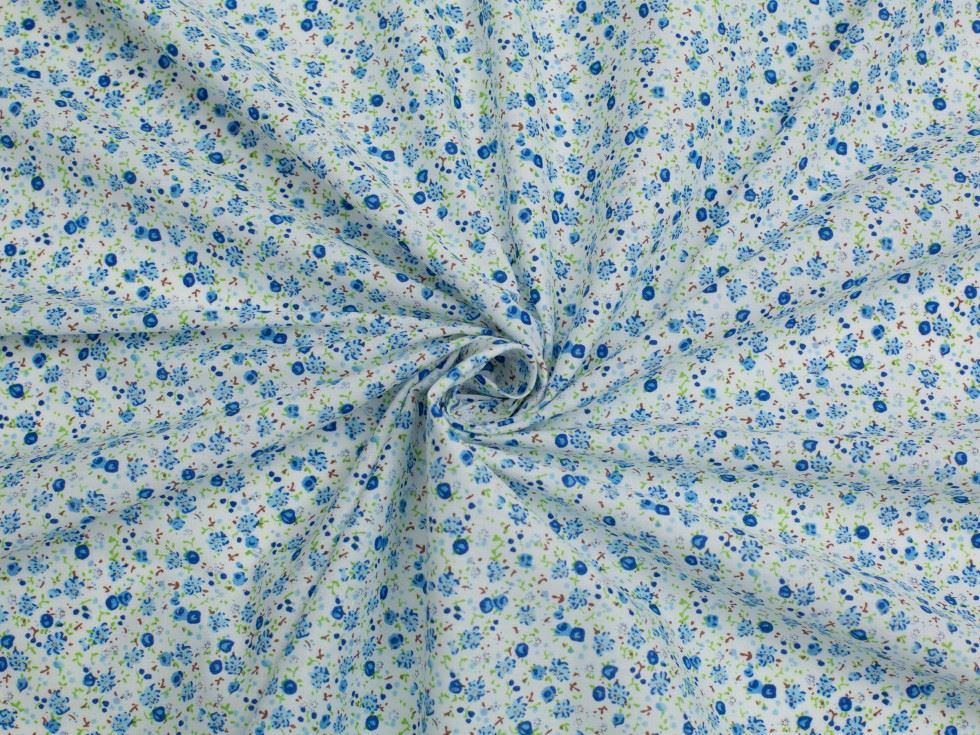 Blue Printed Polycotton Fabric