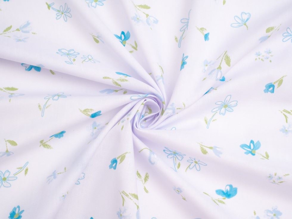 Turquoise Printed Polycotton Fabric