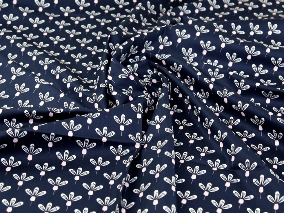 John Louden Navy 100% Cotton Poplin Fabric