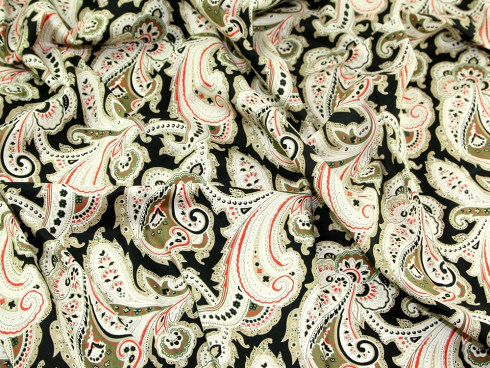 Cotton Lawn Fabric Black & Orange
 
