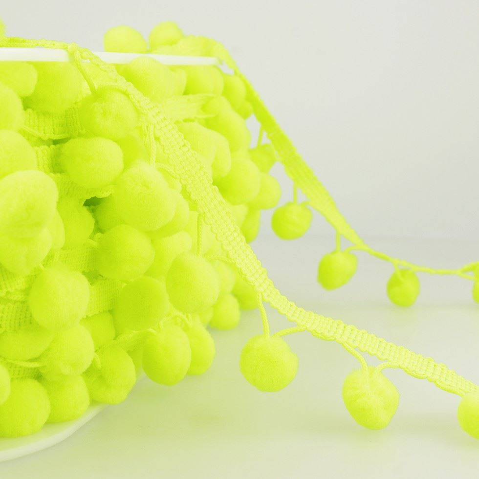 Stephanoise Pom Pom Trim Neon Green
