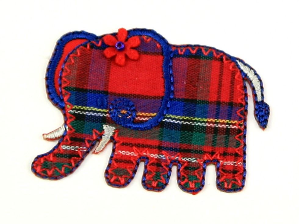 Red/Navy Elephant Patch Motif (Value Pack Of 3)