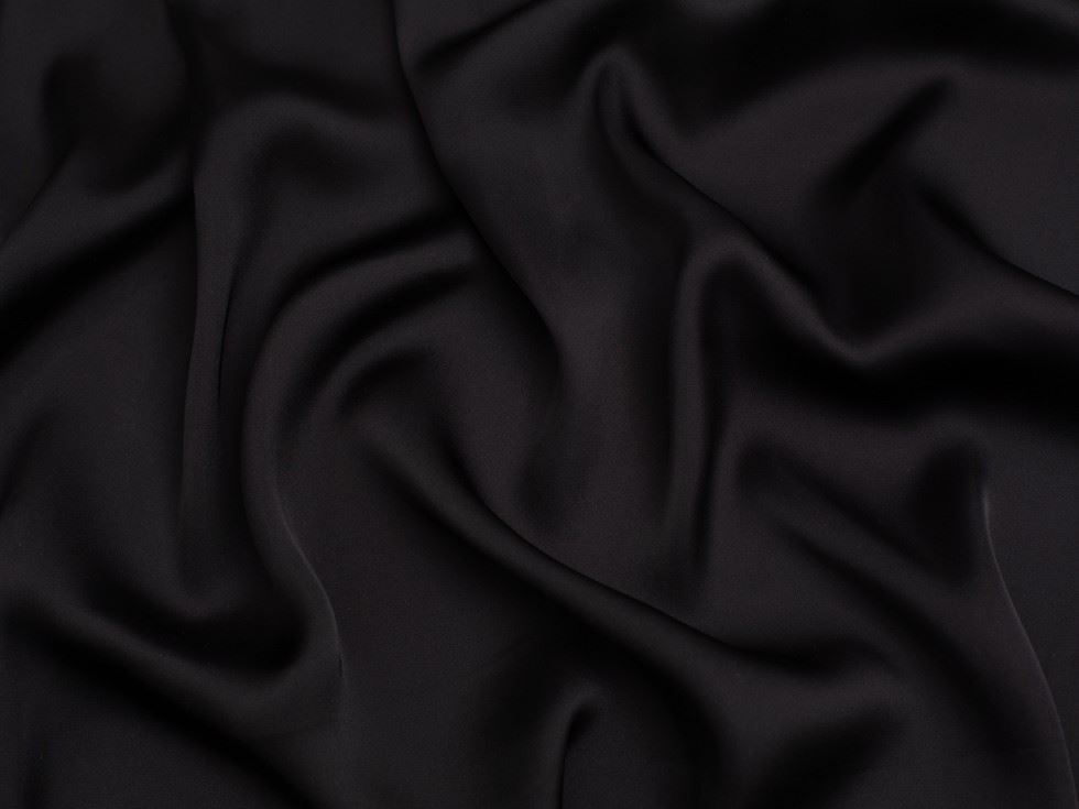 Minerva Core Range Recycled Polyester Charmeuse Silky Satin Fabric Black
 