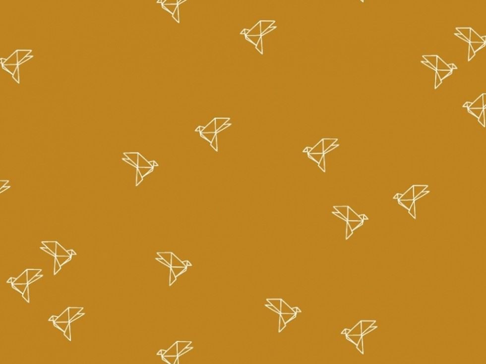 Atelier Brunette Bye Bye Birdie Cotton Lawn Fabric Mustard
 