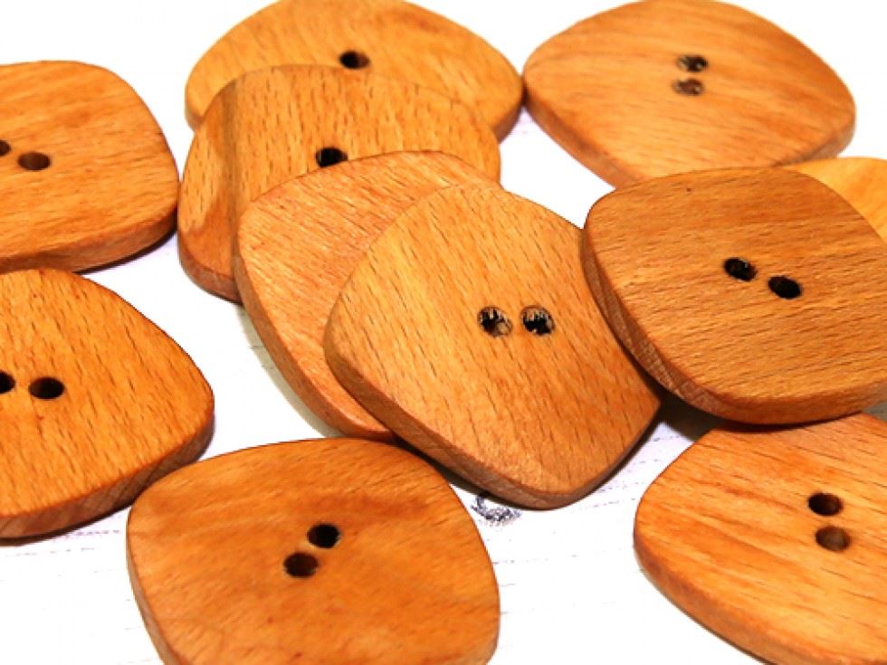 Dill Tan Square Wood Buttons (Value Pack)