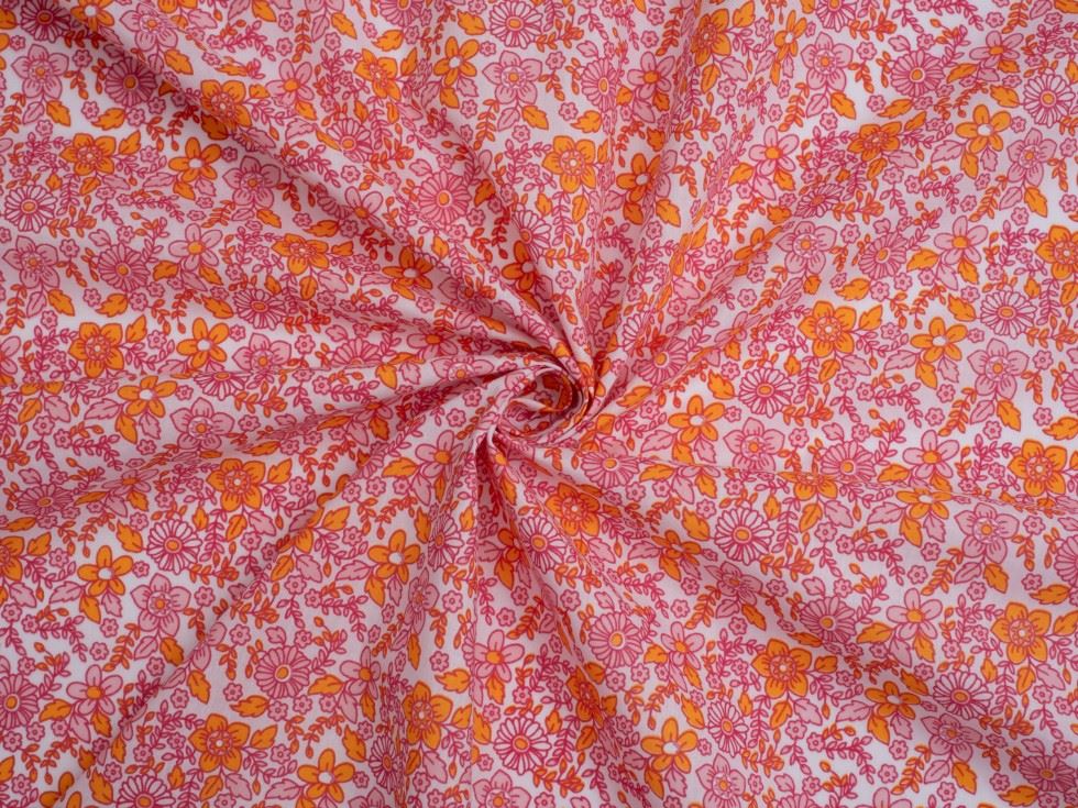 Pink Printed Polycotton Fabric