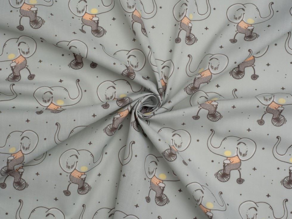 Grey Printed Polycotton Fabric