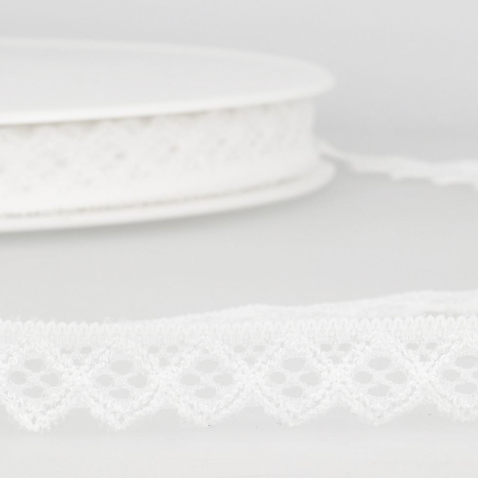 Stephanoise Stretch Lace Trim White