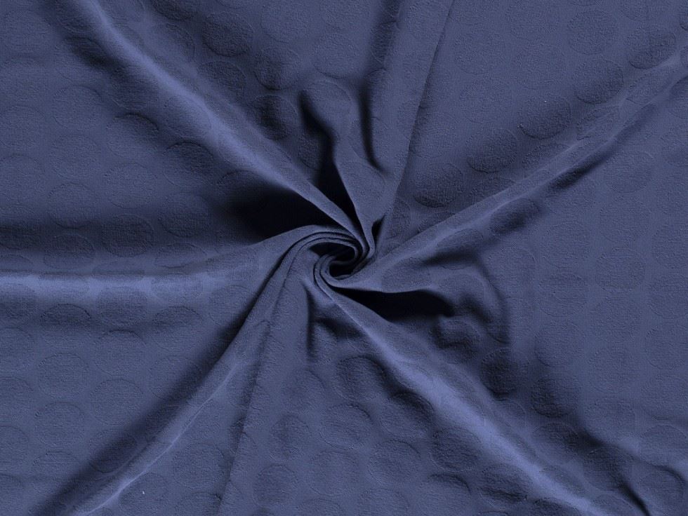 Cotton Jacquard Textured Stretch Knit Fabric Blue
 