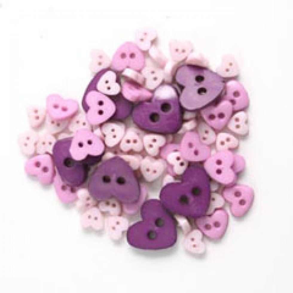 Trimits Lilac Heart Miniature Buttons (Value Pack Of 5)
