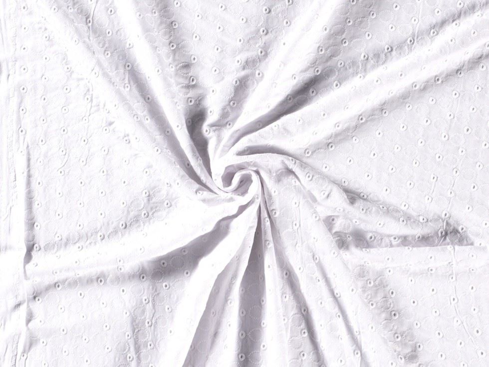 Embroidered Viscose Jersey Stretch Knit Fabric White
 
