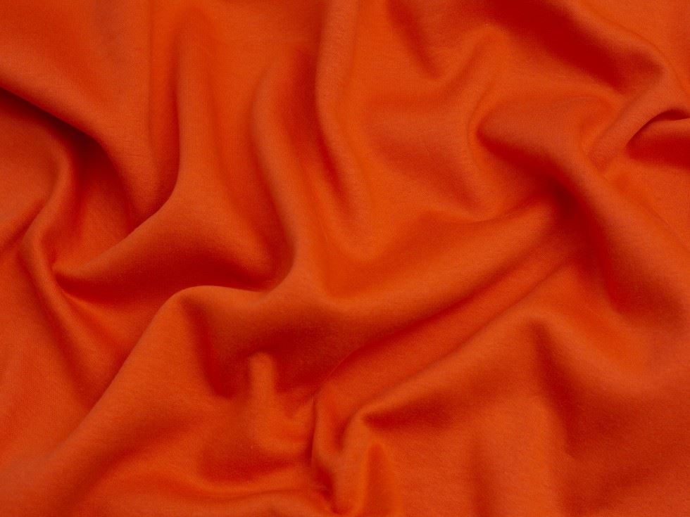 Minerva Core Range Orange Polycotton Fleece Back Sweatshirt Stretch Knit Fabric
