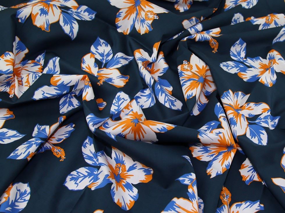 Lady Mcelroy Blue & Orange Marlie Cotton Lawn Fabric