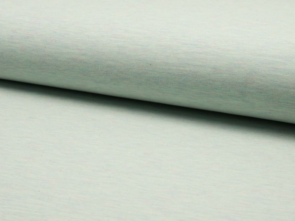 Mint Green Deadstock Melange Fleece Back Sweatshirt Stretch Knit Fabric