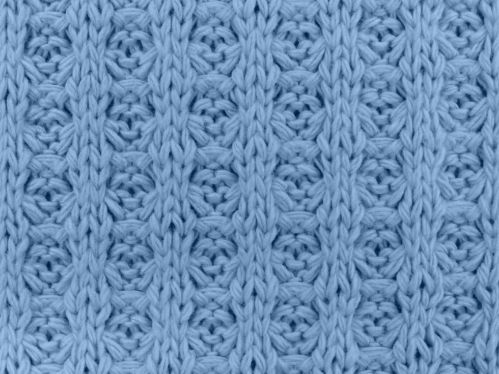 Blue Waffle Cotton Sweater Knit Stretch Fabric