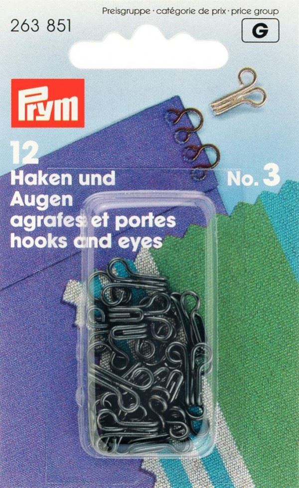 Prym Black Hook & Eye Fasteners
