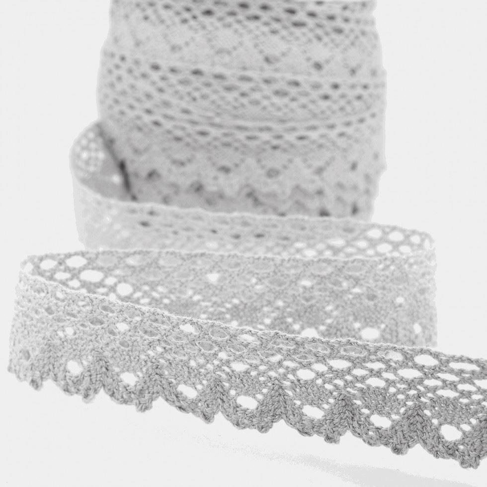 Stephanoise Cotton Lace Trim Silver
 