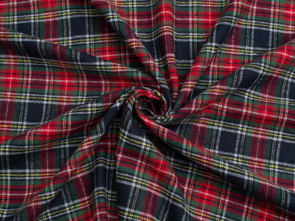 Minerva Core Range Forest & Red Brushed Cotton Flannel Fabric