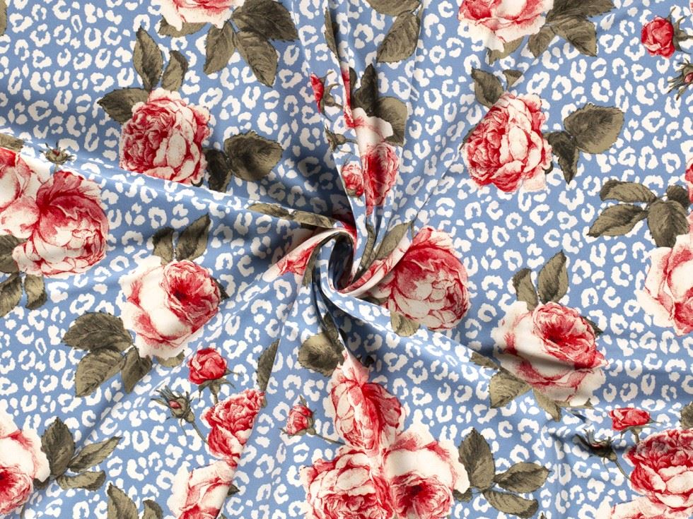 Blue Stretch Woven Polyester Crepe Fabric