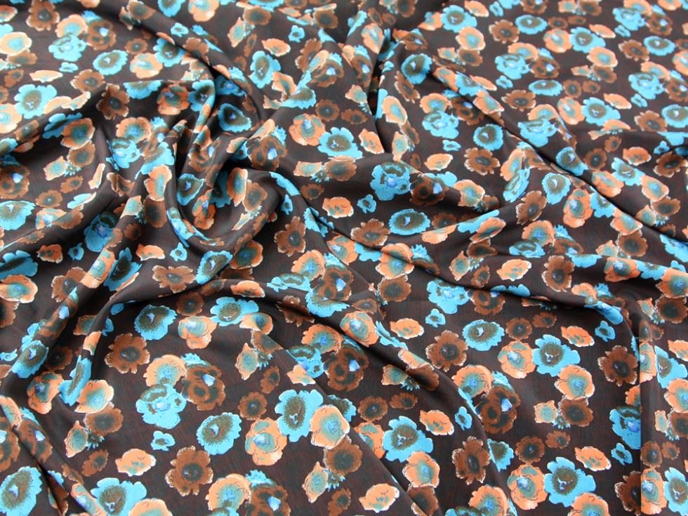 Chocolate Deadstock Microfibre Smooth Crepe Fabric