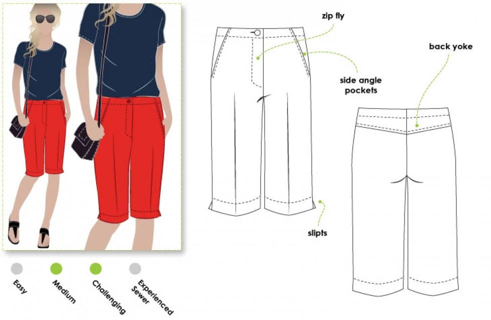Style Arc Sewing Pattern Jennifer City Shorts