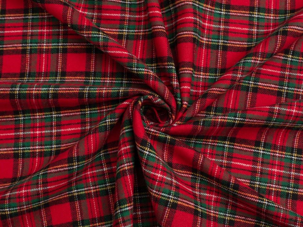 Minerva Core Range Green & Red Brushed Cotton Flannel Fabric