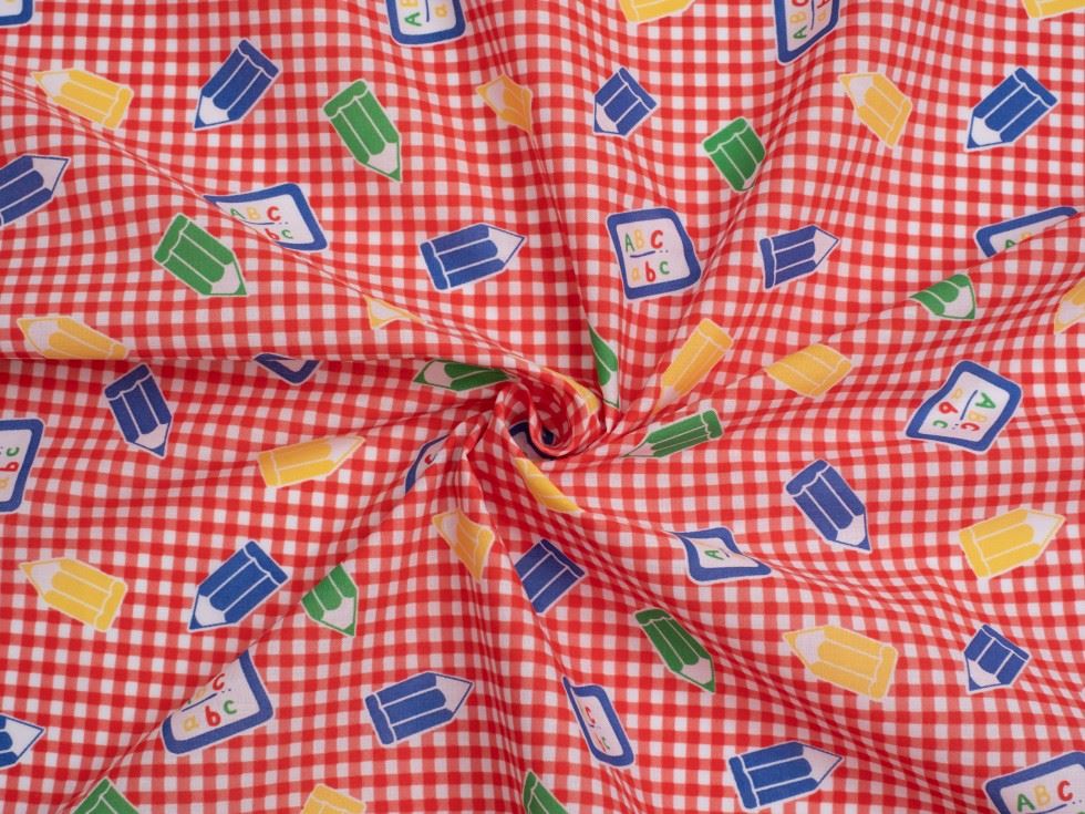 Red Printed Polycotton Fabric