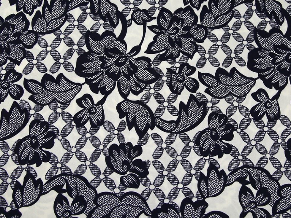 John Louden Navy On Ivory 100% Cotton Poplin Fabric