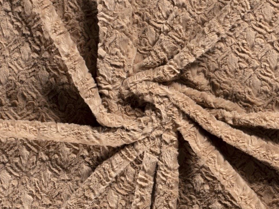 Embossed Faux Fur Fabric Light Brown
 