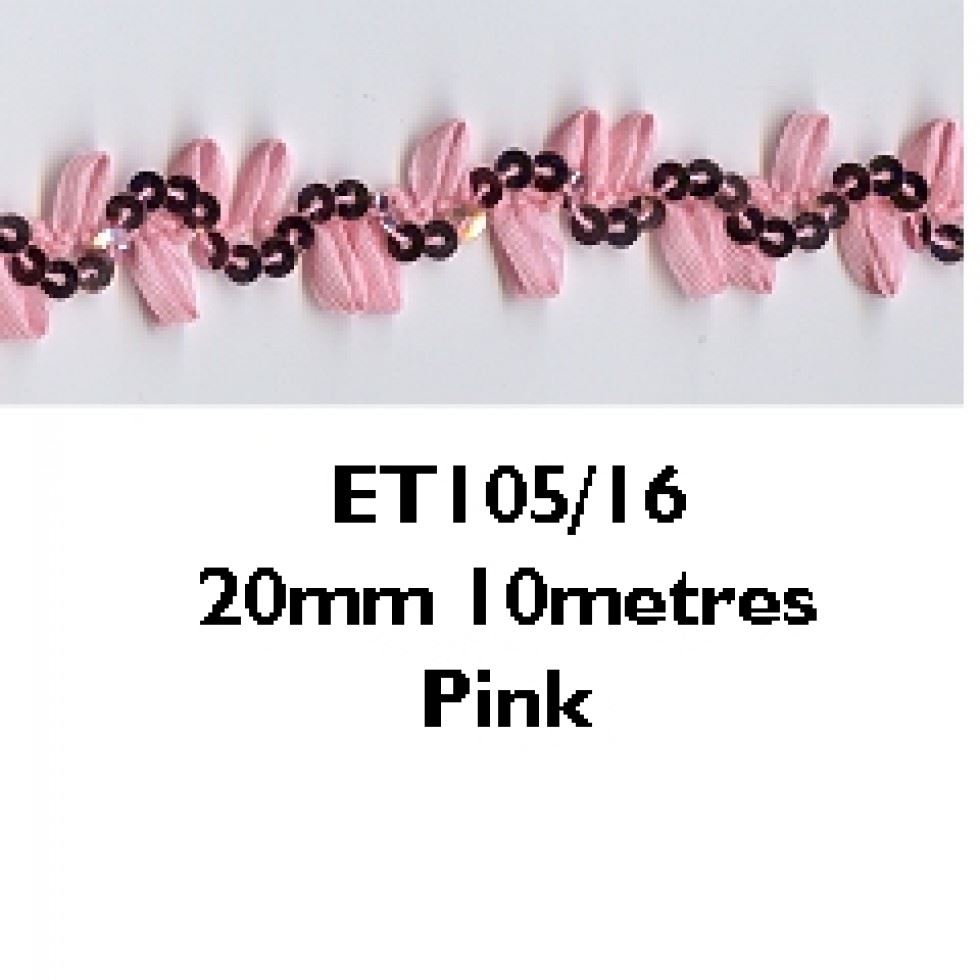 Essential Trimmings Pink Sequins On Ribbon Trim
