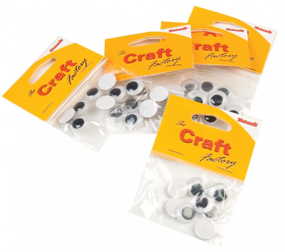 Craft Factory Black & White Stick On Wobbly Toy Eyes