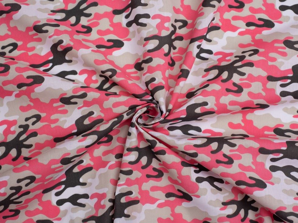 Pink Printed Polycotton Fabric