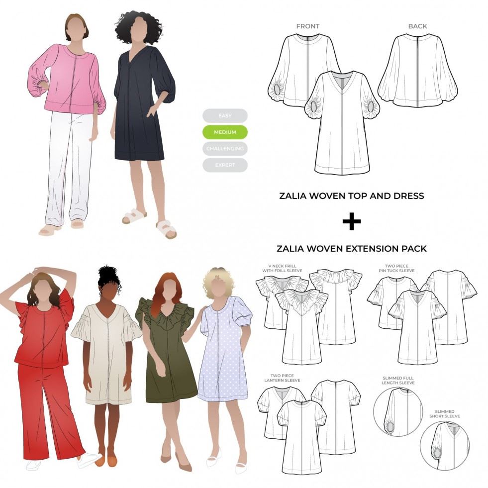 Style Arc Paper Sewing Pattern Zalia Extension Pack