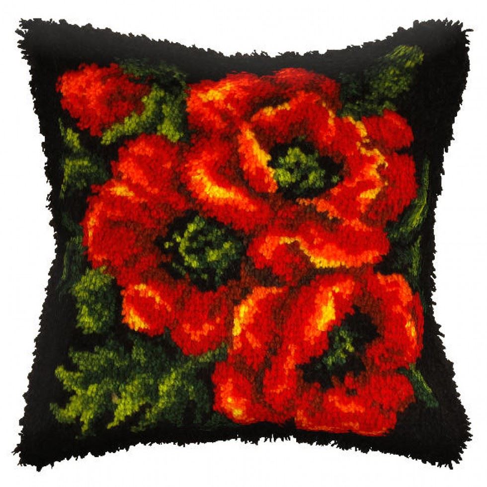 Orchidea Latch Hook Kit Cushion Large Poppy
