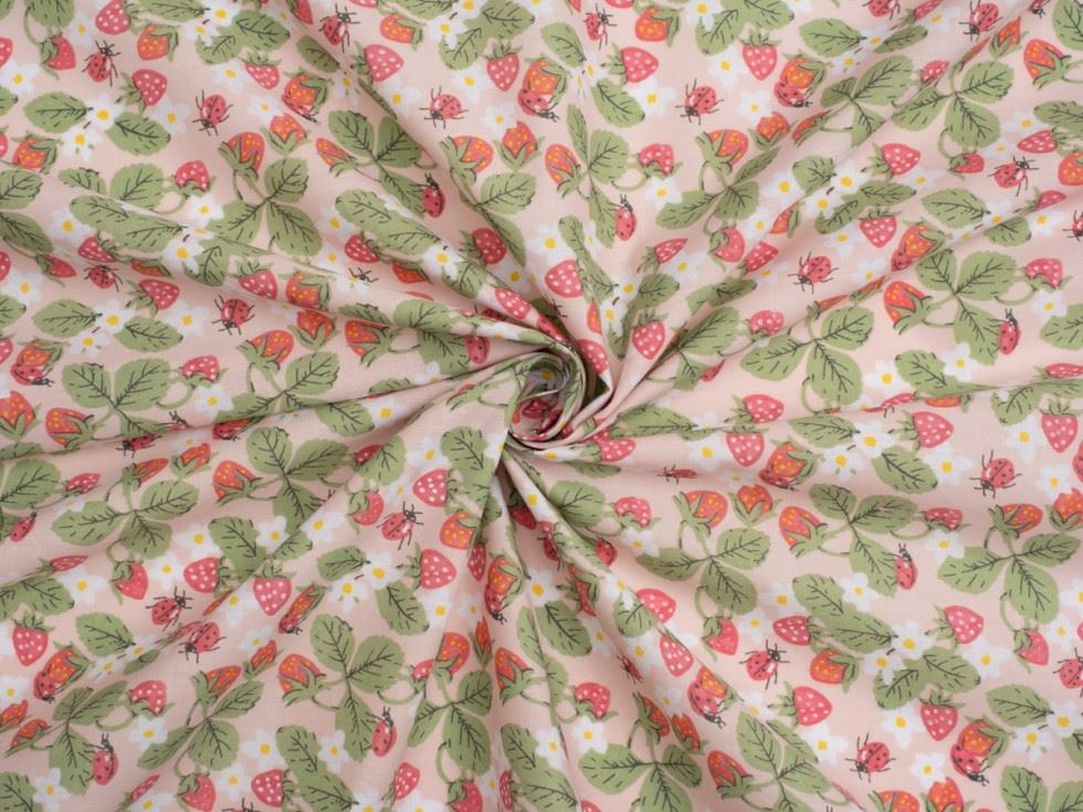 Pink Printed Polycotton Fabric