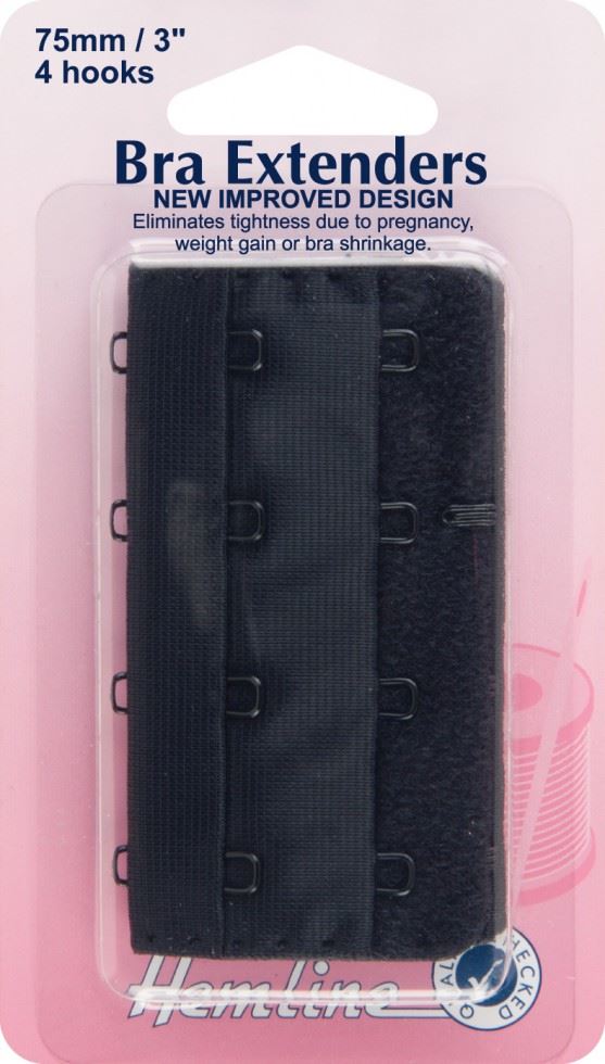 Hemline Black Bra Extenders
