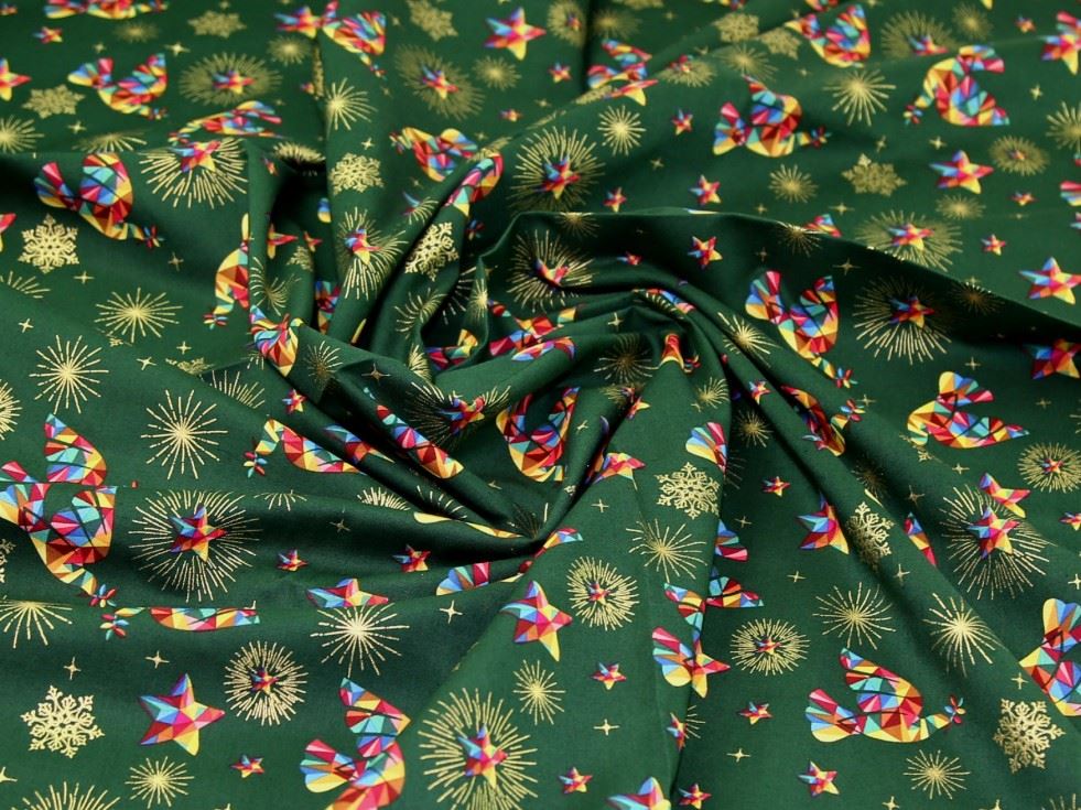 Deadstock Metallic 100% Cotton Fabric Bottle Green
 