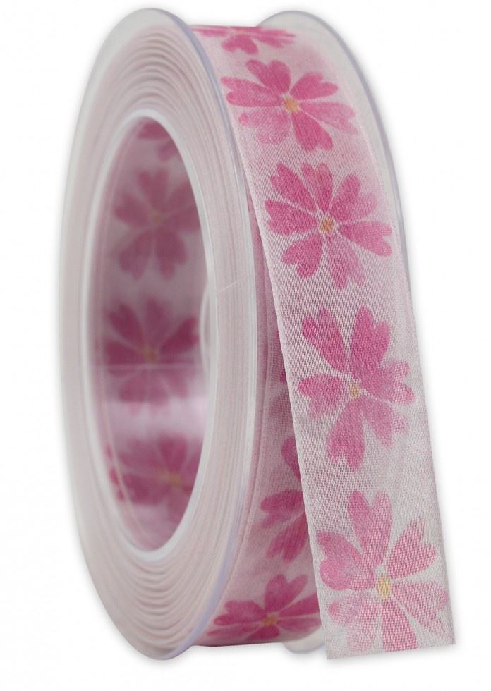 Pink Flower Print Ribbon (Value Roll)