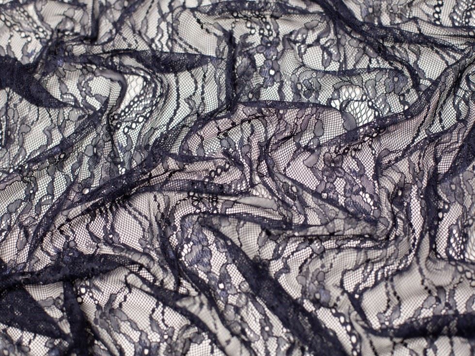 Fine Chantilly Lace Fabric Navy Blue